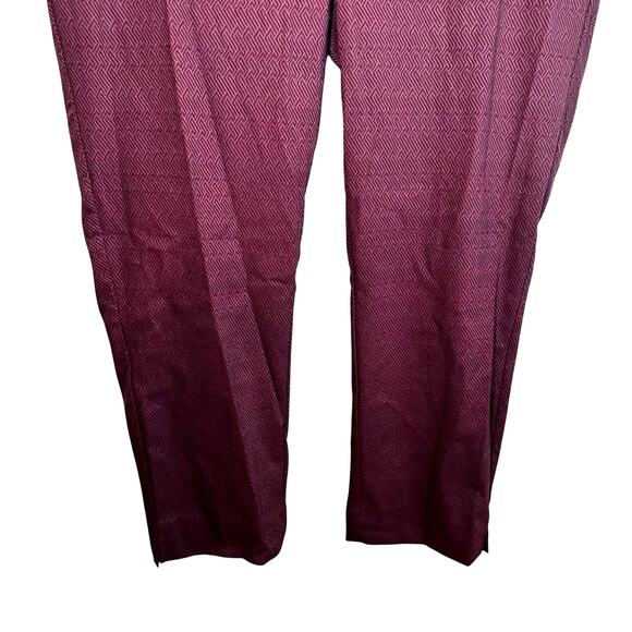 Erica Taylor Plus Size 3X Jacquard Textured Straight Pull On Pants Burgundy - Picture 4 of 9